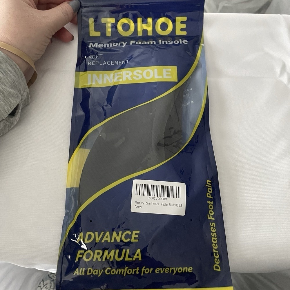 LTOHOE Black Memory Foam Insole Shoe Insert Women's Size 6.5 NEW